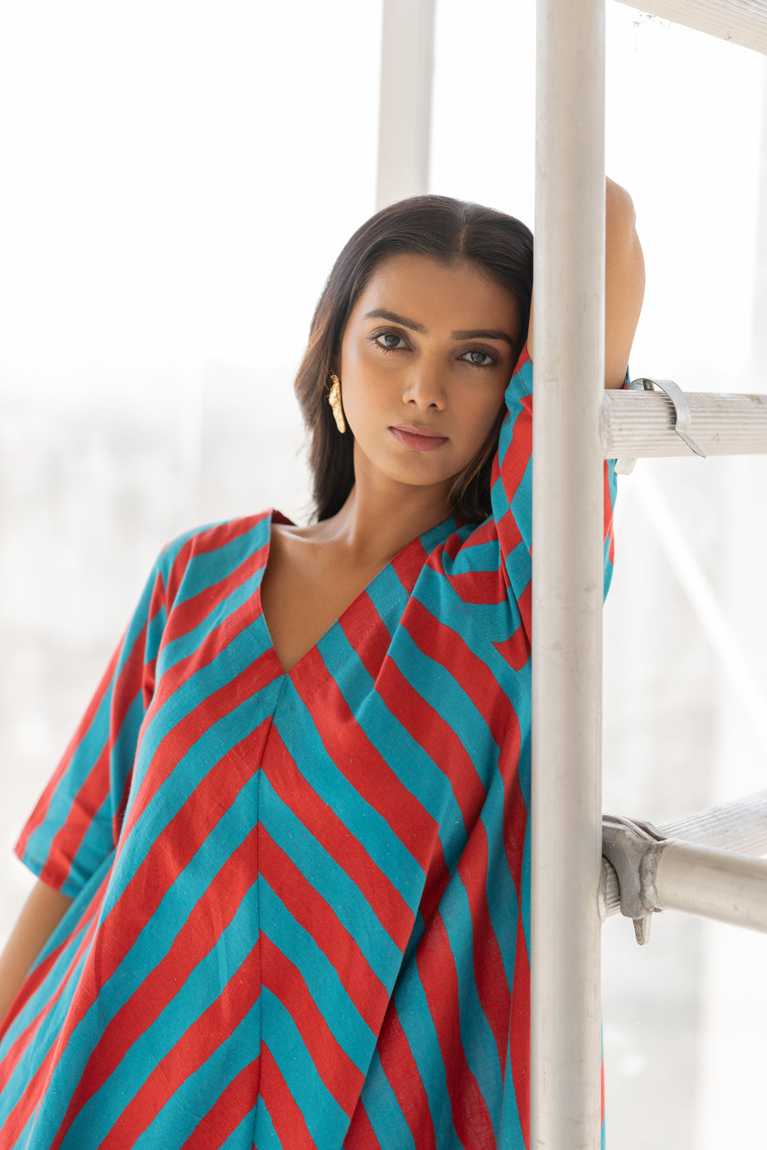 Striped Asymmetrical Kurta Set
