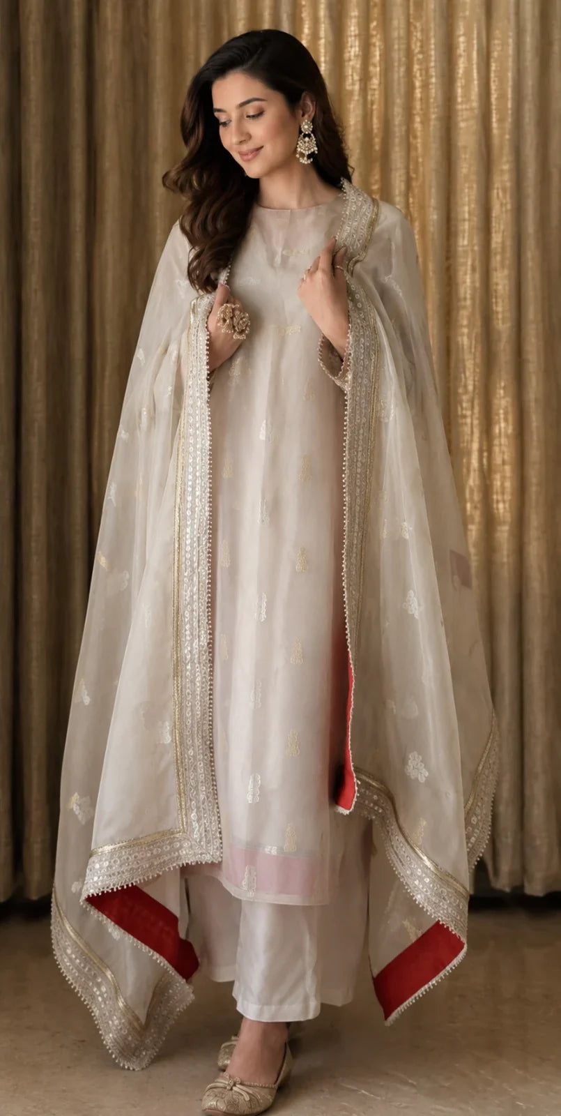 Chandni Ivory Gold Embellished Kurta Set