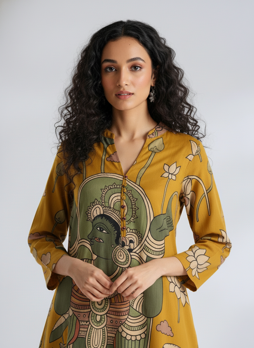 Mustard Kalamkari Heritage Kurta Set